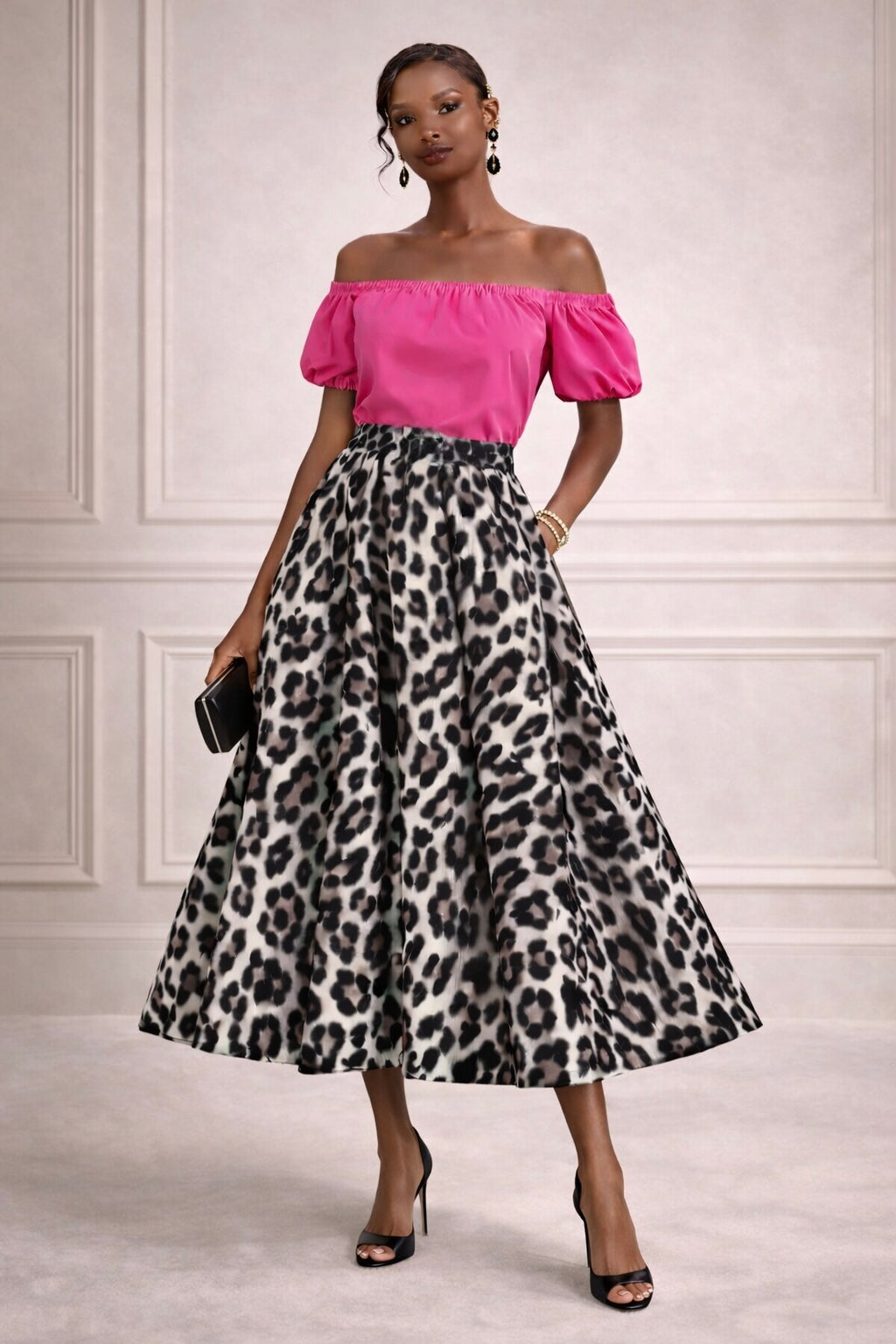 VIENNE - Sauvage Leopard Print Skirt