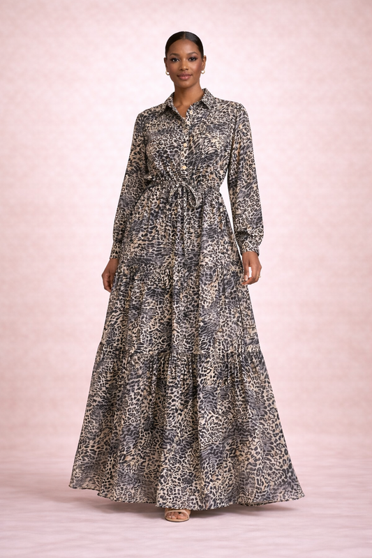 UYAI – Sheer Flow Dress ((Animal Chiffon Edition))