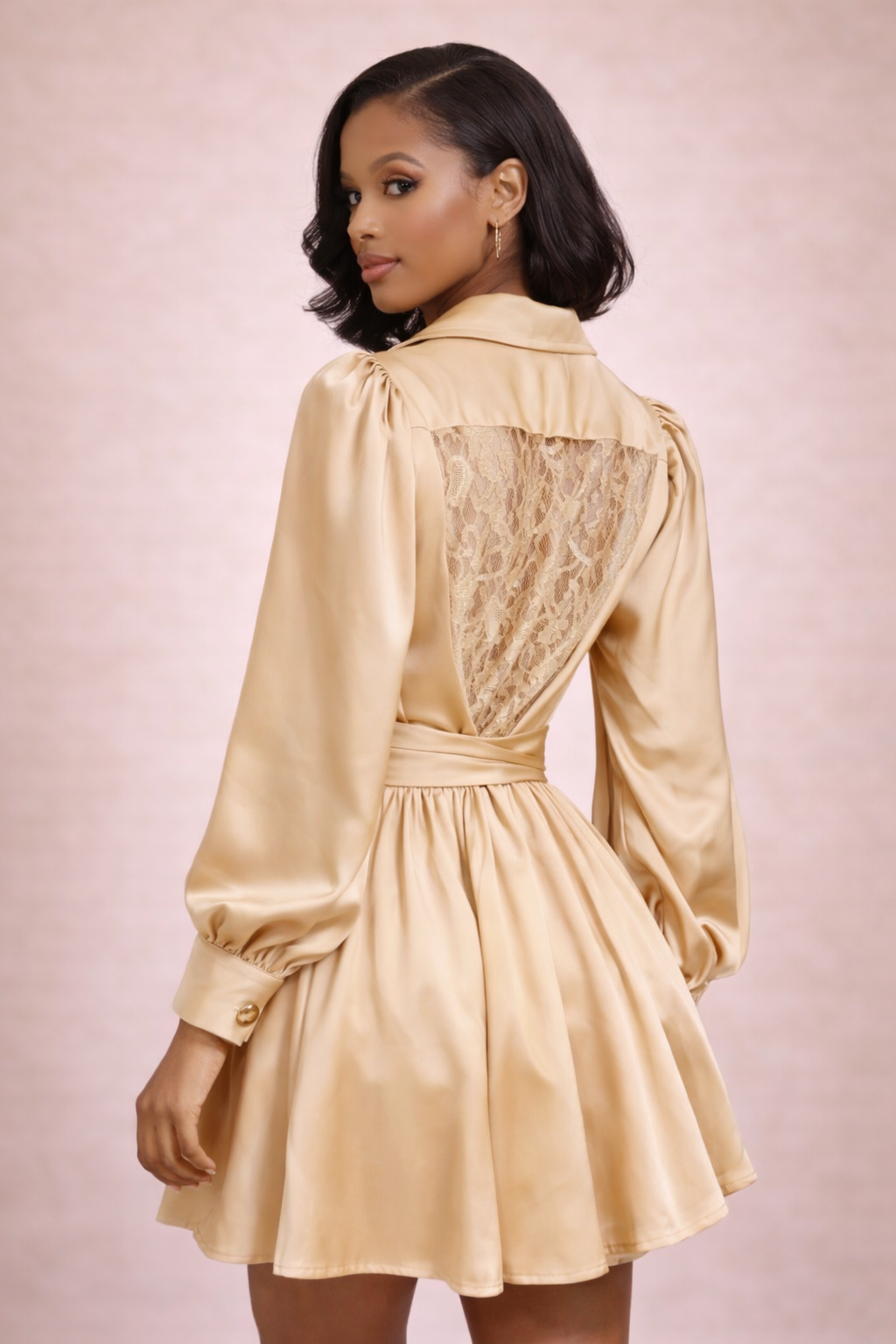 IDARA – Soft Regal Wrap Dress (Champagne Gold)