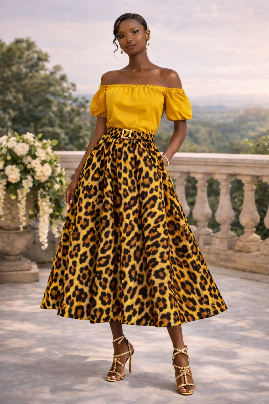 VIENNE - Sauvage Leopard Print Skirt