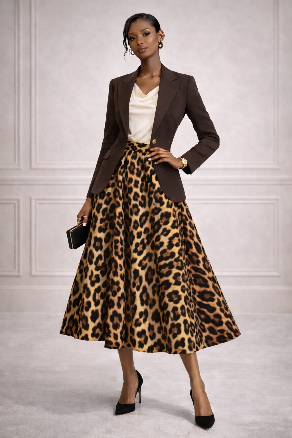 VIENNE - Sauvage Leopard Print Skirt